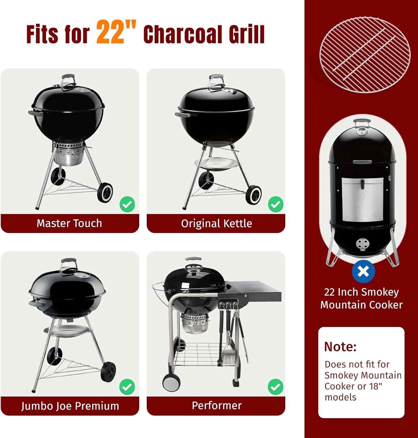 SHINESTAR 7441 Charcoal Grate Replacement, 17" Heavy-Duty Fire Grate for Holding Charcoal, for Weber Charcoal Grills, Fits Original Kettle, Master-Touch, Performer, Jumbo Joe Premium - Image 6