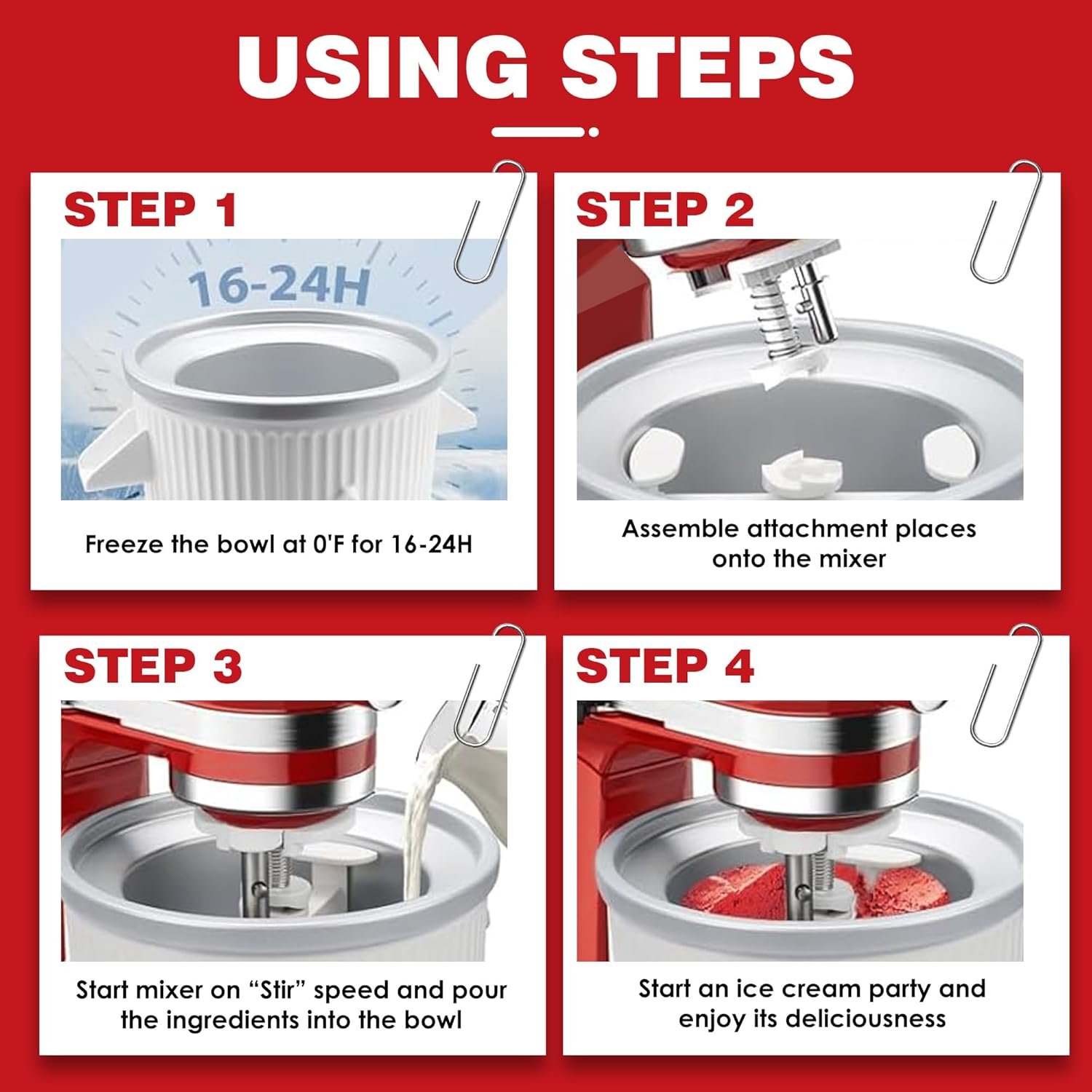 Ice Cream Maker Attachment for KitchenAid, Fits KitchenAid 4.5/5QT & 6QT Mixers, Frozen Ice Cream & Sorbet Gelato Maker, 2 Quart, White - Image 5