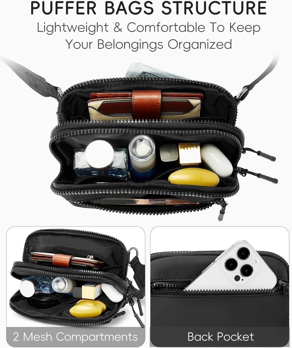 WESTBRONCO Small Crossbody Bags for Women Nylon with Adjustable Strap, Zipper Crossbody Purse, 1L Shoulder Bag for Travel - Image 4