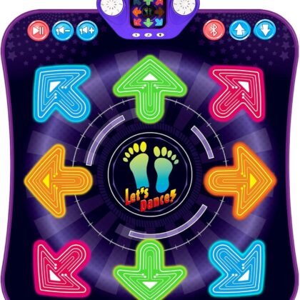 Dance Mat Toys for 3-12 Year Old Girls Boys, Dance Pad with Light Up 8-Buttons & Bluetooth, Music Dance Game with 7 Game Modes, Christmas Birthday Gifts for 3 4 5 6 7 8 9 10+ Year Old Girls Boys