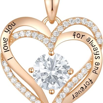 CDE Valentine's Day Gift Forever Love Heart Necklaces for Women, Wedding Anniversary, Birthday Mothers Christmas Day Gifts for Mom, Mother, Wife, S925 Silver Jewelry with Birthstone Pendant