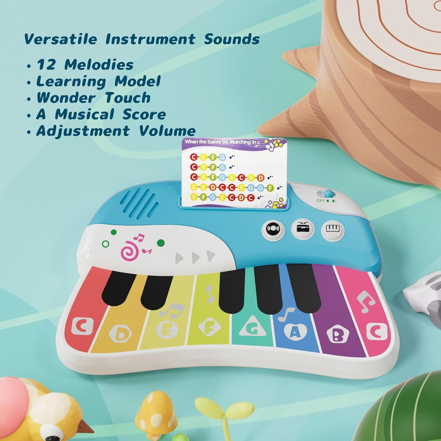 Baby Piano Keyboard Toy for Toddlers, Touch Sensor Toddler Piano for Toddlers 1-3 Baby Musical Toy w/ 3 Modes, 12 melodies, Letter Key A-G, Music Cards, Birthday Christmas for 1-4 Year Old - Image 2