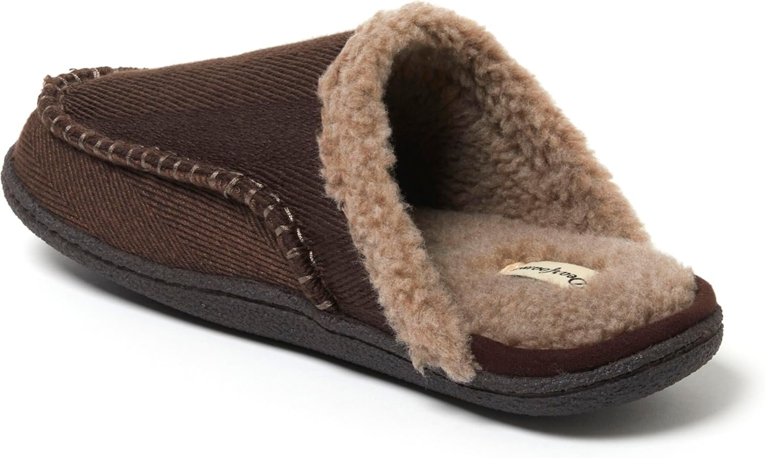 Dearfoams mens Matthew Moc Toe Scuff Indoor Outdoor House Shoe - Image 3