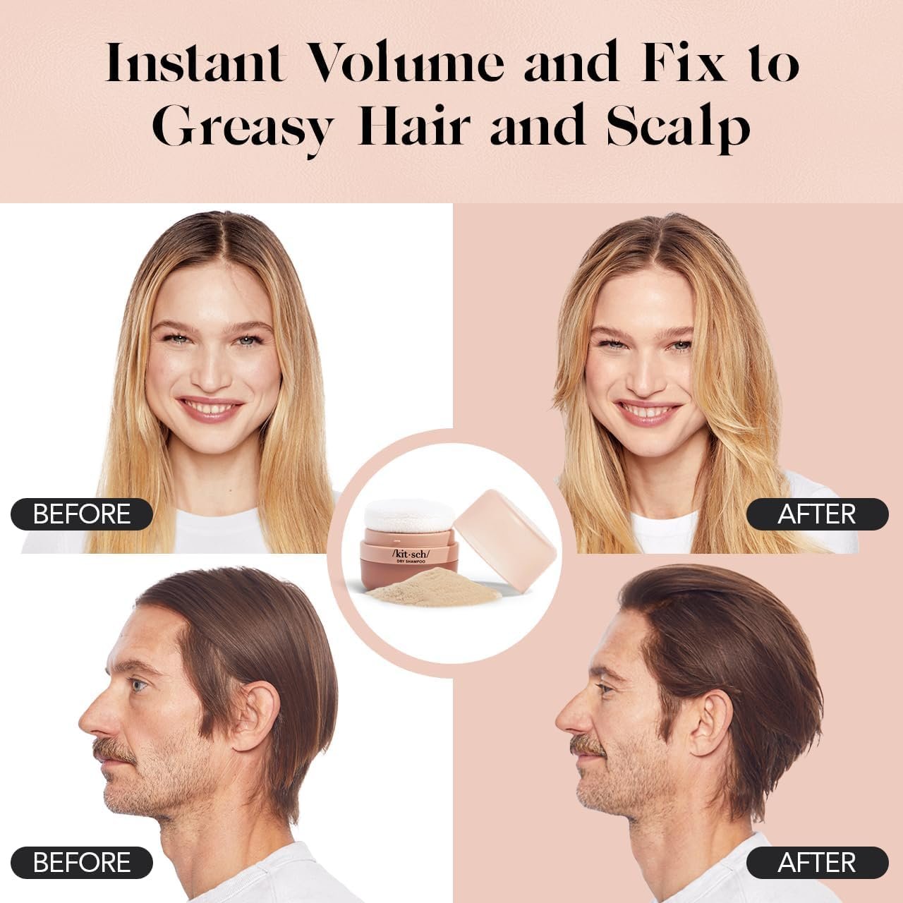 Kitsch Dry Shampoo Powder with Rice Protein for Women & Men - Unscented, Volumizing, No White Cast,Organic, Paraben Free, Non Aerosol for Oily and Light Hair, Travel Size | Ideal Gifts for Women - 8g - Image 6