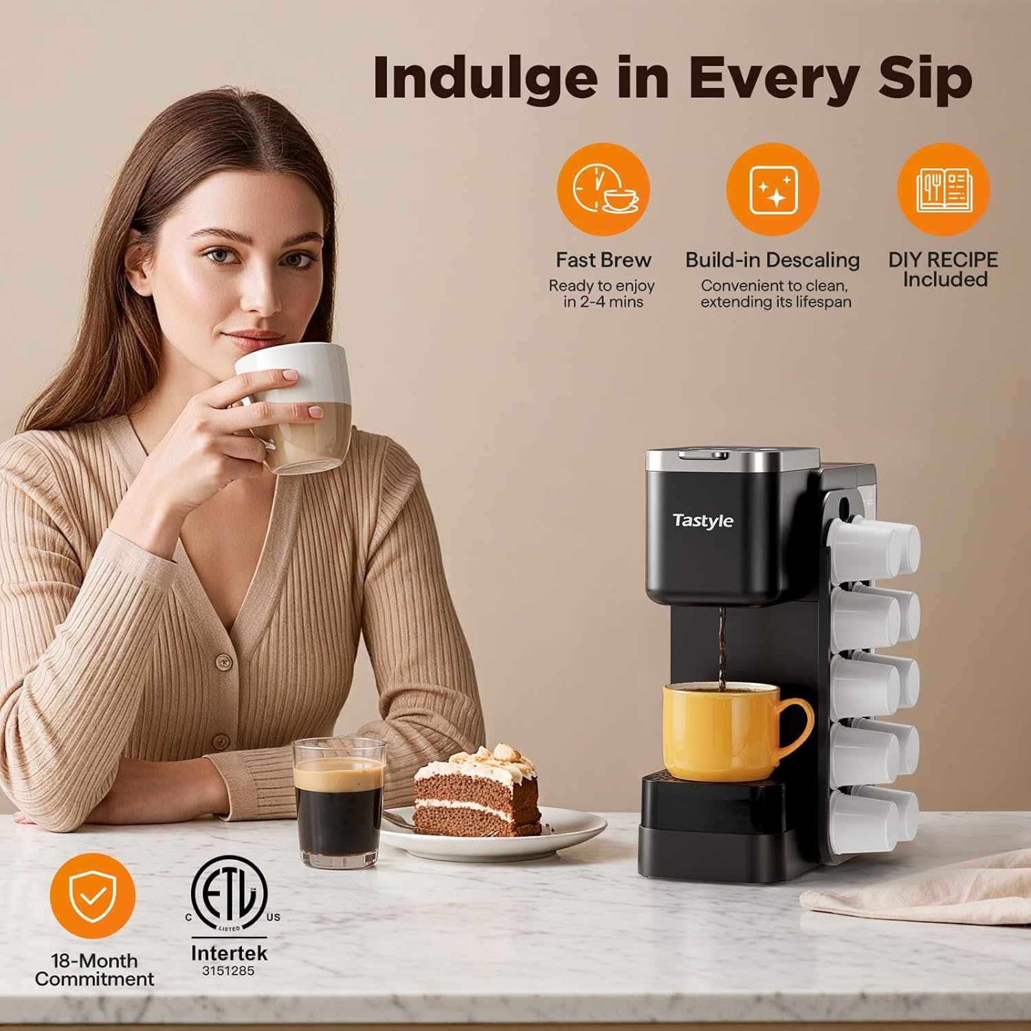Hot & Iced Coffee Maker with Magnetic K-Pod Organizer (Pods Not Included), Stores 10 Pods, 4-5 Cups Coffee Maker & Single-serve Brewer for K Cup & Grounds, 40oz Removable Water Tank, Black - Image 6