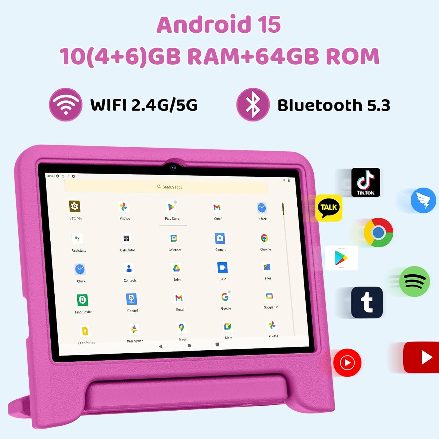 COLORROOM 2026 Upgraded Android 15 Tablet, 10inch Kids Tablet, Octa-core CPU, 10GB+64GB+1TB Expand Tablets for Kids with Kids Space, Parental Control, 6000mAh Big Battery,Touchscreen Tableta,Pink - Image 3