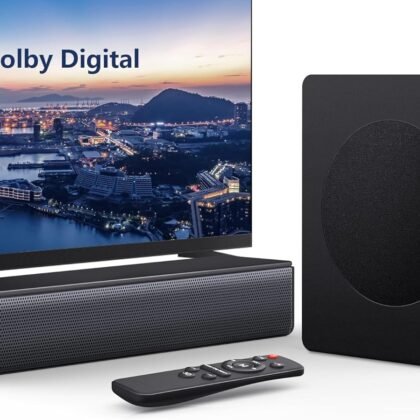 TV Speaker, 2.1 CH Soundbar with Subwoofer, 200W Dolby Digital Sound Bar for TV, Home Theater Audio System with HDMI eARC, Bluetooth, Remote Control, Surround Sound for Smart TV, Projector, Gaming