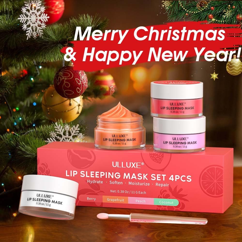 Lip Mask Set 4 Pcs, Overnight Lip Sleeping Mask with Shea Butter, Hyaluronic Acid & Vitamin C Nourishes Hydrates Dry, Flaky Lips, Moisturizing Lip Repair Balm & Butter, Lip Care Gift for Women - Image 2