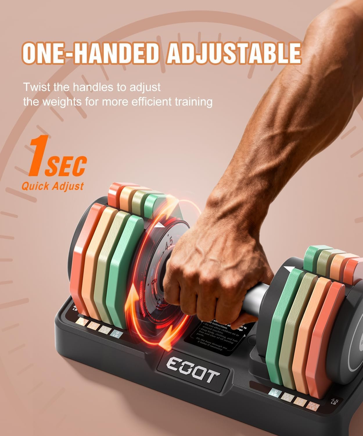 Adjustable Dumbbells Set/Single, 12.5LB/22.5LB/55LB 5 in 1 Free Adjustable Dumbbell Set with Anti-Slip Handle & Rainbow-colored Weight Plates for Home Gym, Weight Set for Women Men - Image 3