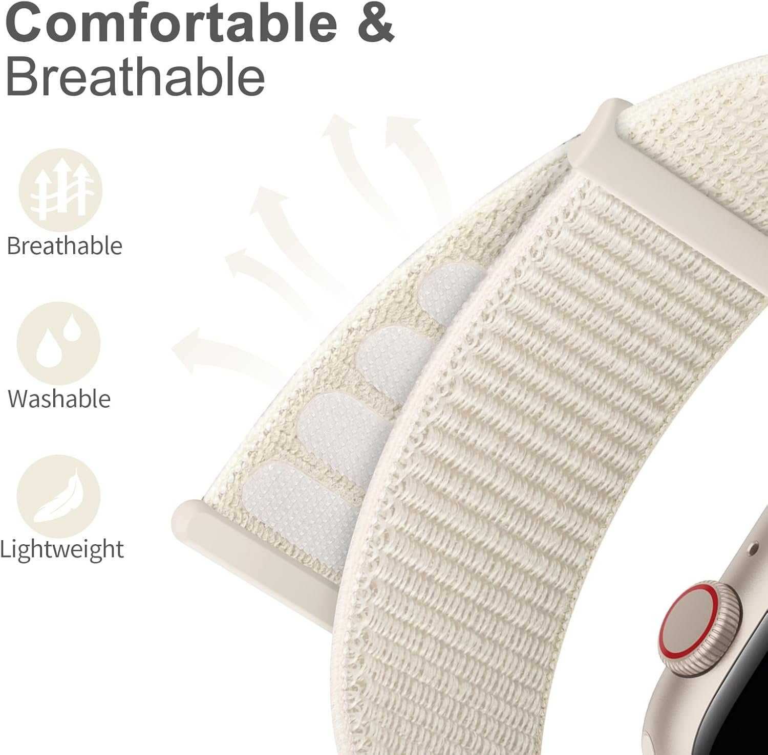 AMSKY Sport Nylon Loop Band Compatible with Apple Watch Bands 38MM 40MM 41MM 42MM 44MM 45MM 46MM 49MM Women Men,Breathable Adjustable Straps for iWatch Band Series 11 10 SE 9 8 7 6 5 4 3 2 Ultra - Image 2