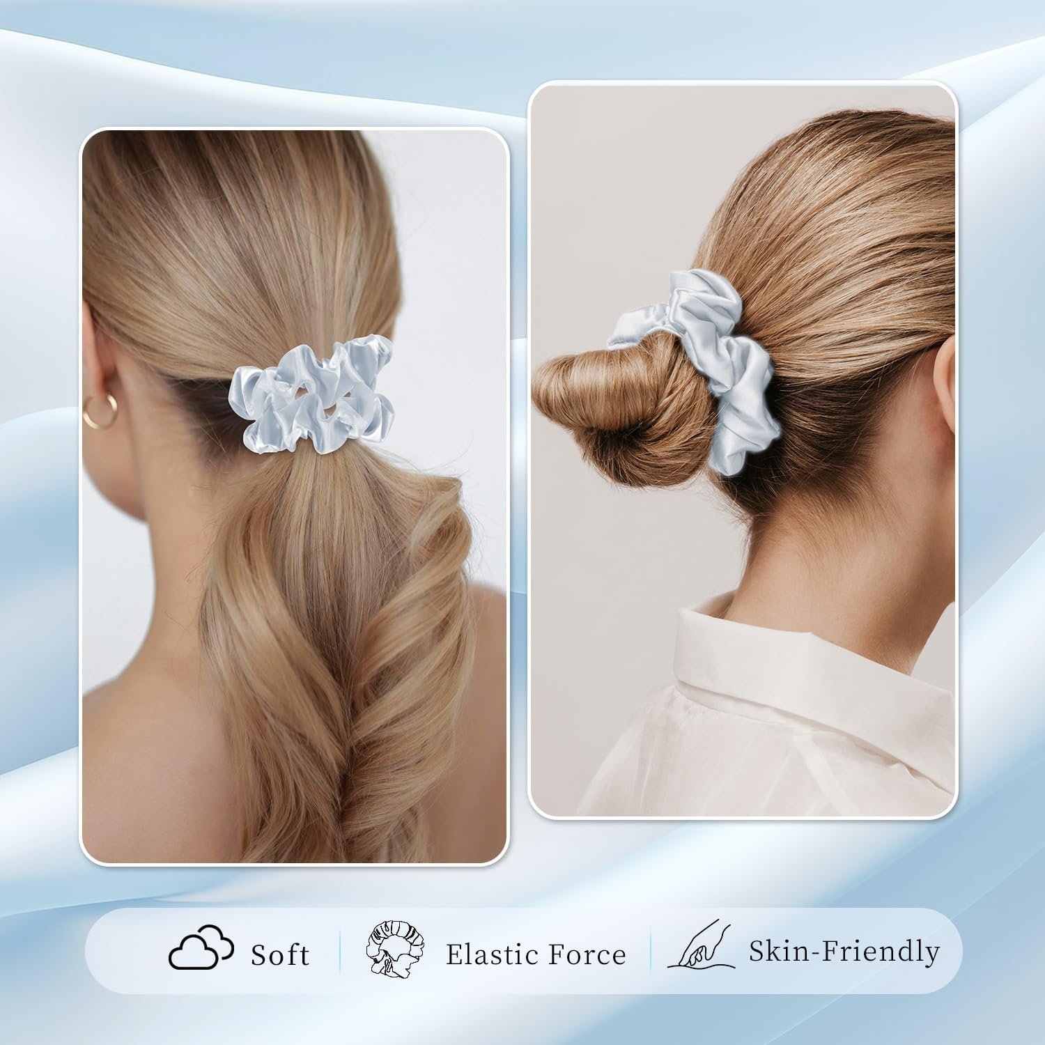 Satin Pillowcase Gift Set with Silk Satin Sleep Mask 4 Scrunchies, 2Pack Standard Size Pillow Cases Set Luxury Sleeping Gift 7 Pack Set Suitable for Women Birthday Gift - Image 4