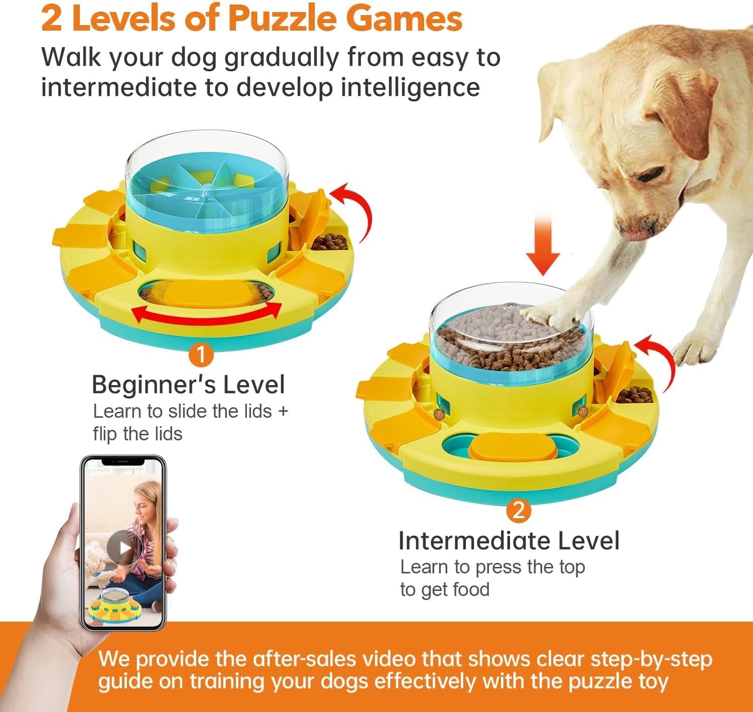 Potaroma Dog Puzzle Toy 2 Levels, Slow Feeder, Pup Food Treat Feeding Dispenser for IQ Training and Entertainment for All Breeds 4.2 Inch Height - Image 4