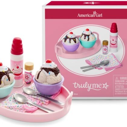 American Girl Truly Me, 18-inch Doll Playset and Accessories, Sundaes for Two Set, with Metal Spoons, Ages 6+