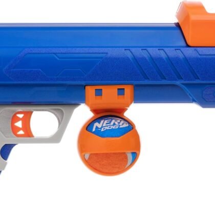 Nerf Dog Tennis Ball Blaster Dog Toy Blue/Orange, 16 Inch Compact Blaster with 1 Ball