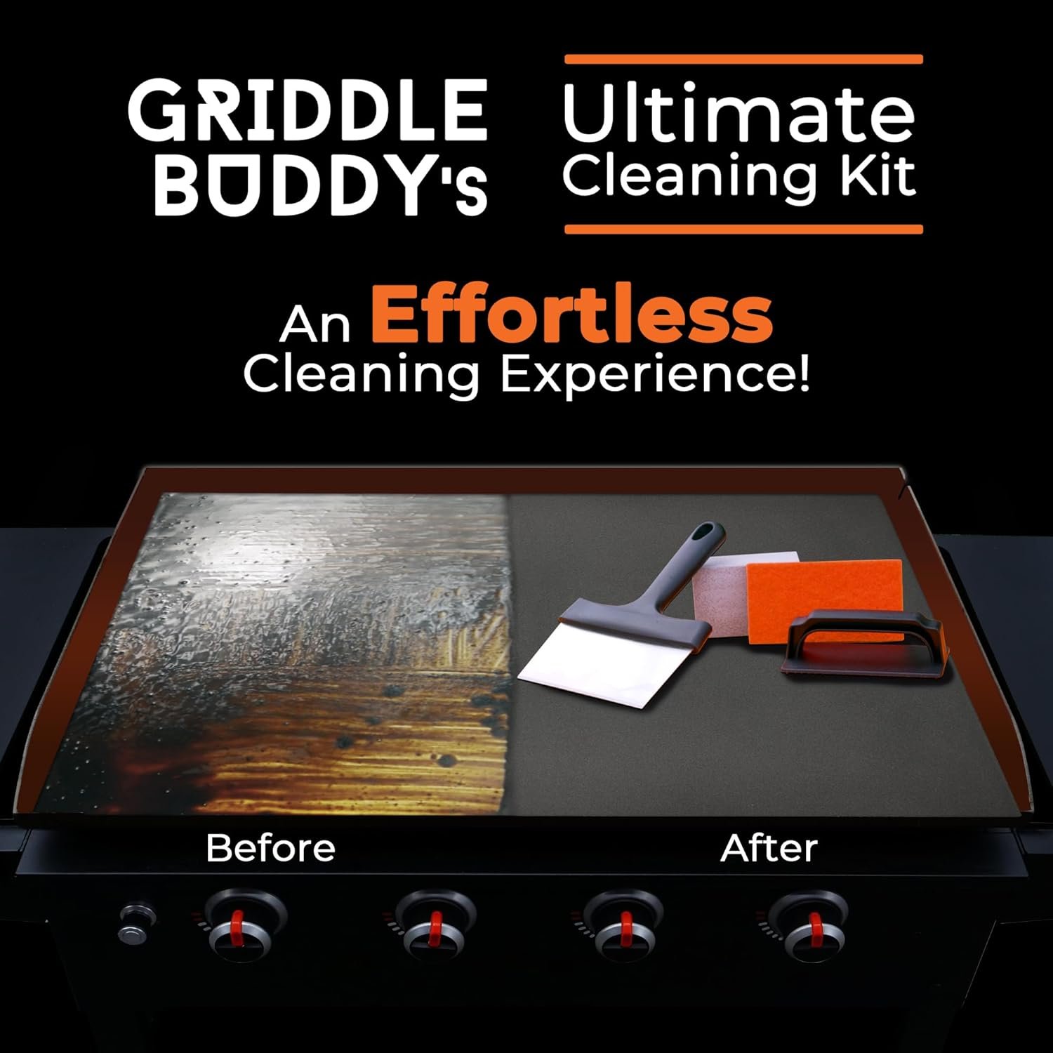 6-Piece Grill Cleaning Kit by Griddle Buddy for Blackstone with Grill Scraper, Cleaning Brick, Handle, and 3 Scouring Pads - Image 2