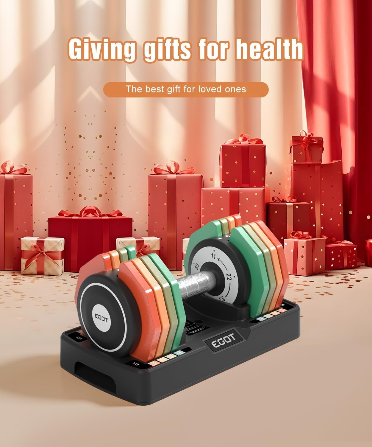 Adjustable Dumbbells Set/Single, 12.5LB/22.5LB/55LB 5 in 1 Free Adjustable Dumbbell Set with Anti-Slip Handle & Rainbow-colored Weight Plates for Home Gym, Weight Set for Women Men - Image 8