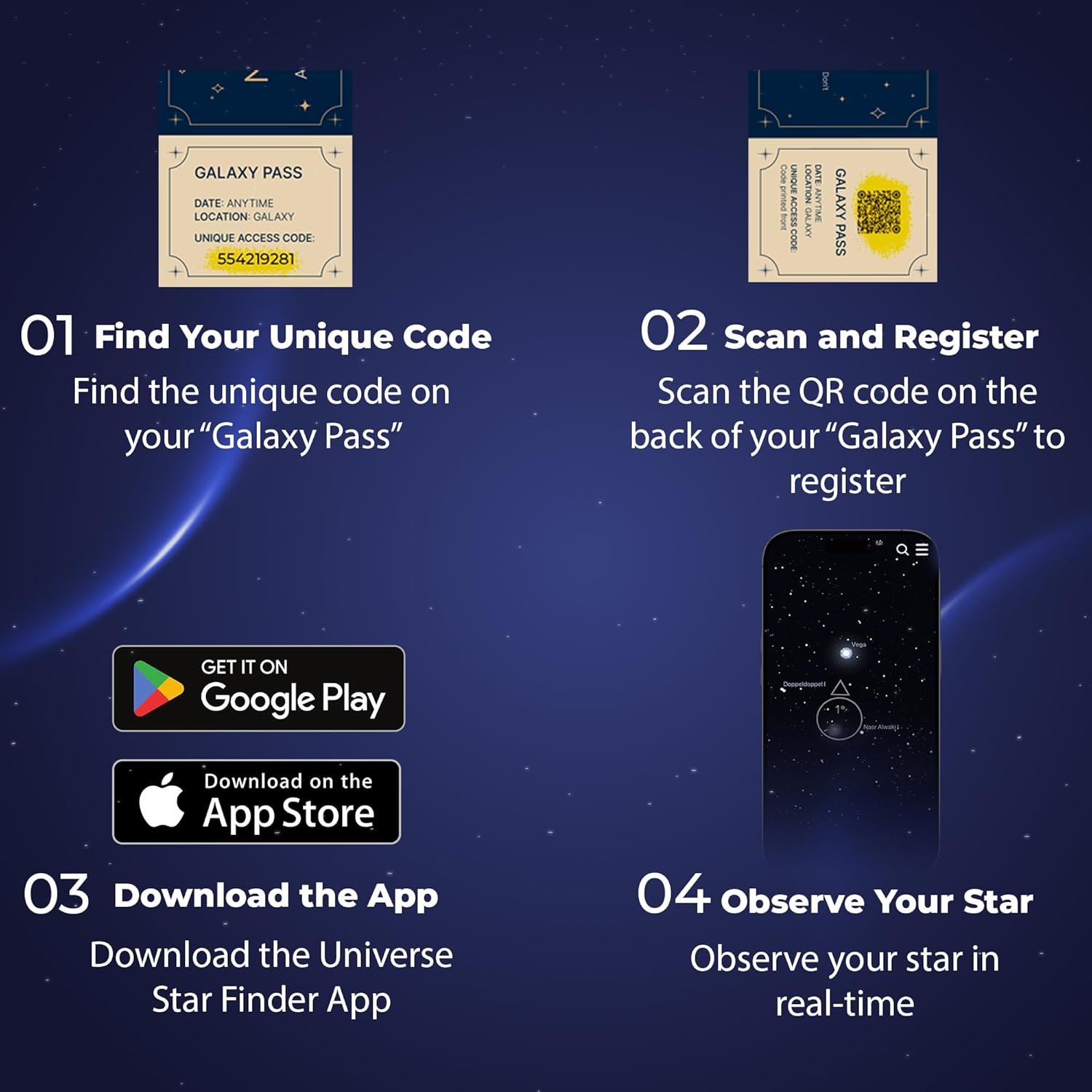 Name a Star Gift Box – Personalized Star Kit, Star Certificate, Galaxy Pass, 3D Greeting Card & Night Sky Poster – Unique Romantic Astronomy Gift for Anniversary or Memorial - Image 5