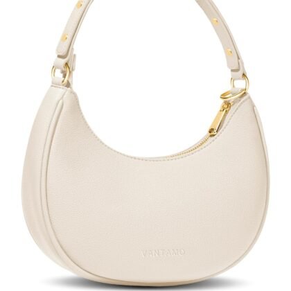 Vantamo Crescent Bags For Women with RFID Protection, Half Moon Clutch Purses for Women with Anti-Theft Clip for Extra Safety