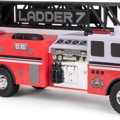 Mighty Fleet Titans 29" Jumbo Toy Fire Truck – Realistic Flashing Lights, Siren Sounds & Extendable Rotating Ladder – Durable, Interactive Vehicle Toy for Kids Ages 3+