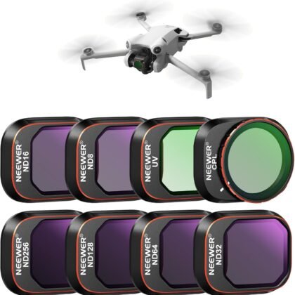 NEEWER ND & CPL Filter Set Compatible with DJI Mini 4 Pro, 8 Pack UV CPL ND8 ND16 ND32 ND64 ND128 ND256 CPL Polarizer Neutral Density Drone Lens Filters, Multi Coated HD Optical Glass/Aluminum Frame