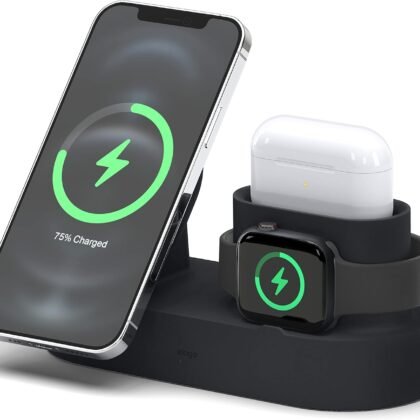 elago MS Charging Station 2 - Compatible with iPhone 17/16/15/14/13/12 Series, AirPods Pro 2/Pro, AirPods 4/3 and All Apple Watch Series [Black] [Charging Cables Not Included]