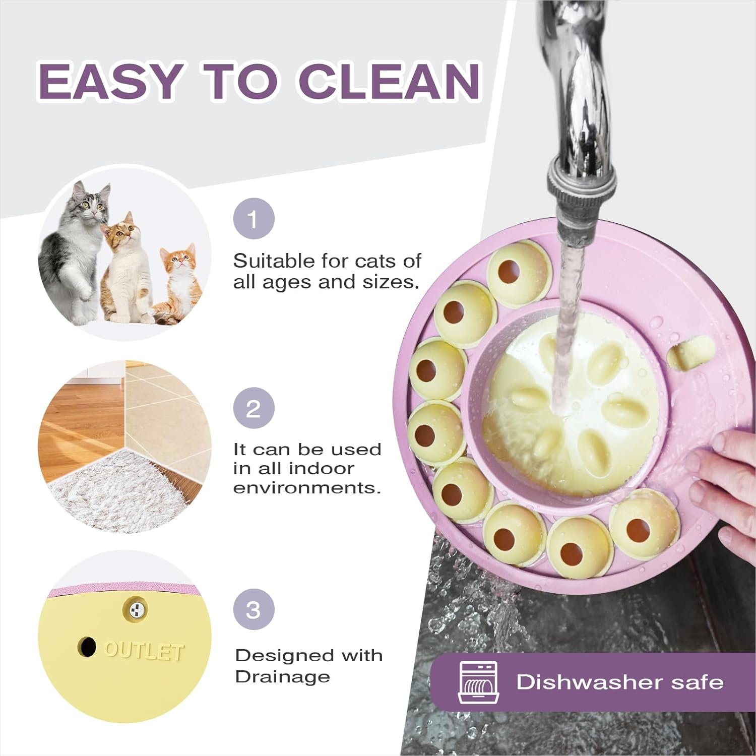 KADTC U.S. Brand & Design,Cat Puzzle Toy for Indoor Cats Treat Puzzles,Food Slow Feeder,Kitten Enrichment Toys Kitty Mental Stimulation Bowl Brain-Teasing Pink Toy - Image 6