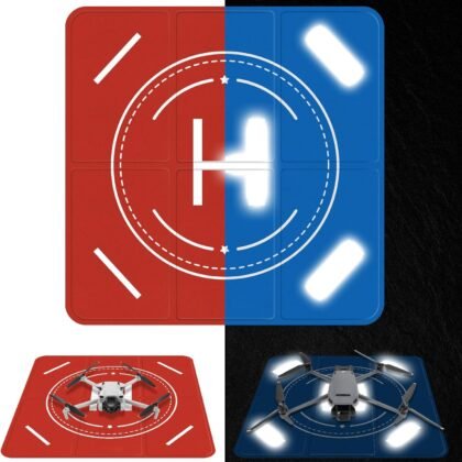 FPVtosky Nighttime Reflective Drone Landing Pad, Fast-fold Double Sided Waterproof Landig Pad Weighted for DJI Mini 5 Pro/ 4/3 Pro/Mini 4k / Mavic 4 / Air 3s/ Avata 2/ Neo/Flip