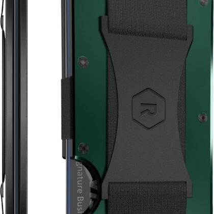 The Ridge Wallet - Slim Minimalist Compact Wallet and Card Holder, | RFID Protected Front Pocket Wallets | Integrated Cash Strap | Forest Green