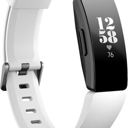 Fitbit Inspire HR Heart Rate and Fitness Tracker With S and L Bands, White, One Size, 1 Count