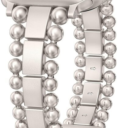 TOYOUTHS Beaded Bracelet Compatible with Apple Watch Bands 38/40/41/42/44/45/46/49mm Women, Dressy Fancy Stainless Steel Metal Elegant Jewelry Strap for iWatch Series 11 10 9 8 7 6 5 4 Ultra/SE 3 2 1