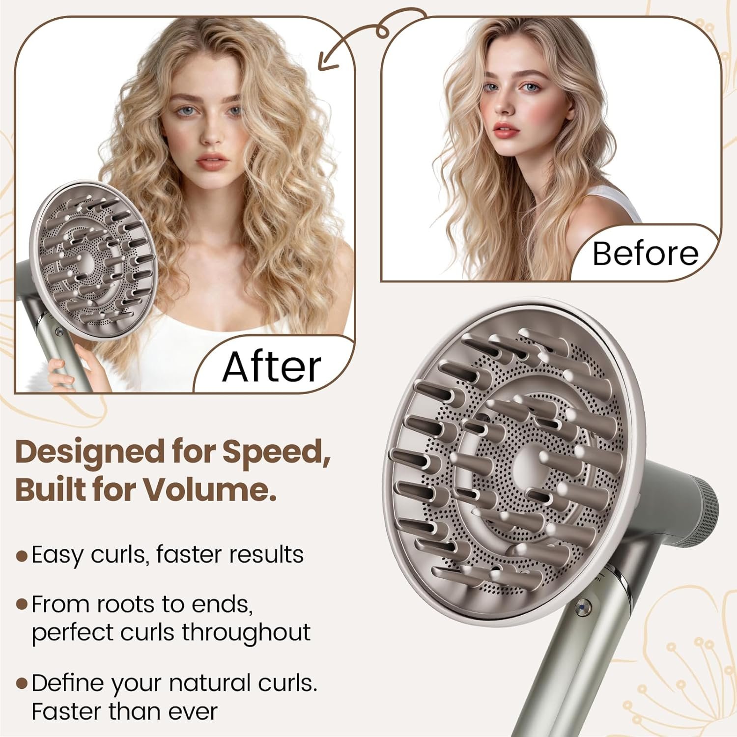 AFDD Large Hair Dryer Diffuser Attachment for Shark SpeedStyle, for Shark Speed Style Pro/Pro Flex Hair Dryer, Upgraded Bigger Diffuser for Fast Drying Curl Definition Wavy Curly Coily Hair - Image 5