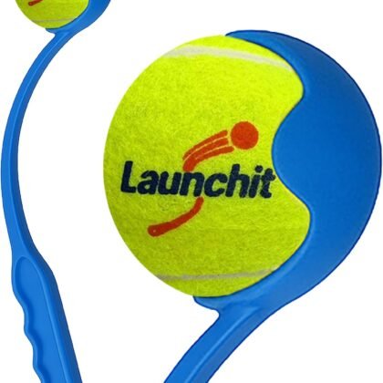 Dog Ball Launcher, Tennis Ball Thrower, Compact Design 13.8" Stick with Medium 2.5" Ball (Blue)