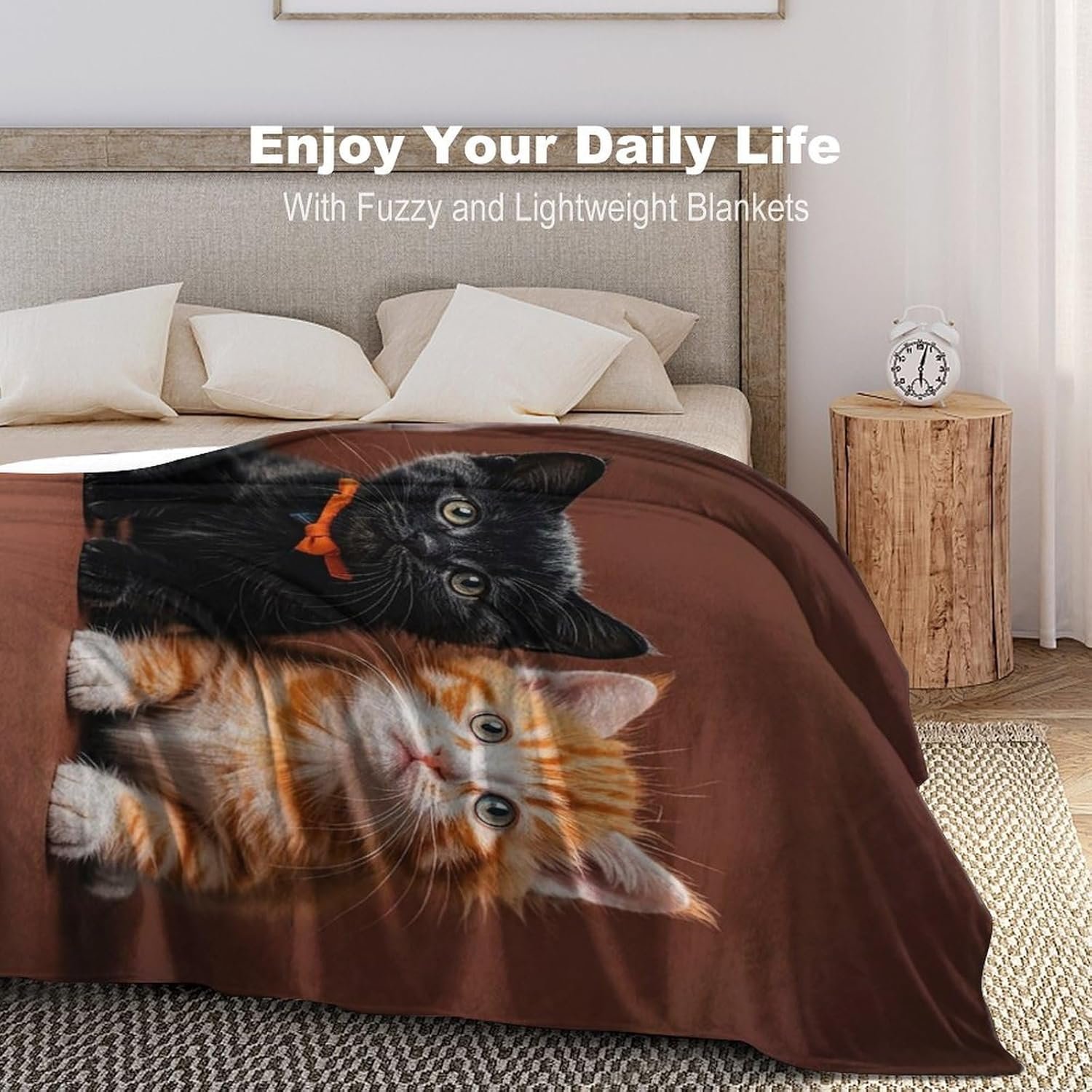 Cute Kitten Black and Orange Cat Bed Blankets Luxury Plush Cozy Fuzzy Blanket for Couch Super Soft Warm Lightweight Throw Blanket for Home Decor 40"*50" (100 * 130cm) - Image 7
