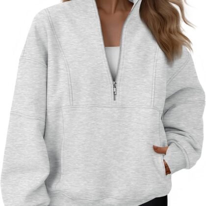 AUTOMET Womens Quarter Zip Oversized Sweatshirts Teen Fleece Pullover Hoodies 2026 Mock Neck Sweater Fall Workout Jacket