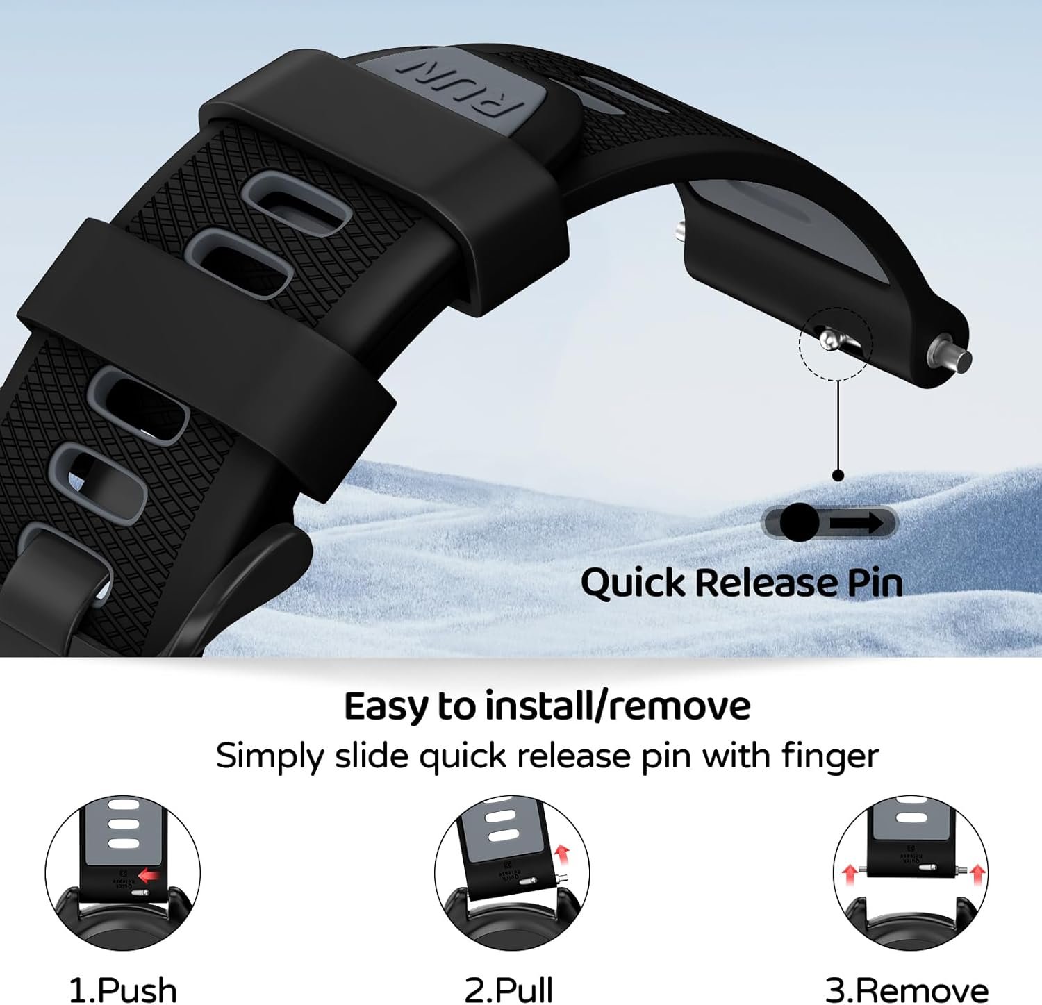 U-LIMVE Watch Band for Garmin Forerunner 265/Forerunner 255/Vivoactive 4/Venu 3/Venu 2, 22mm Quick Release Silicone Replacement Band - Image 2