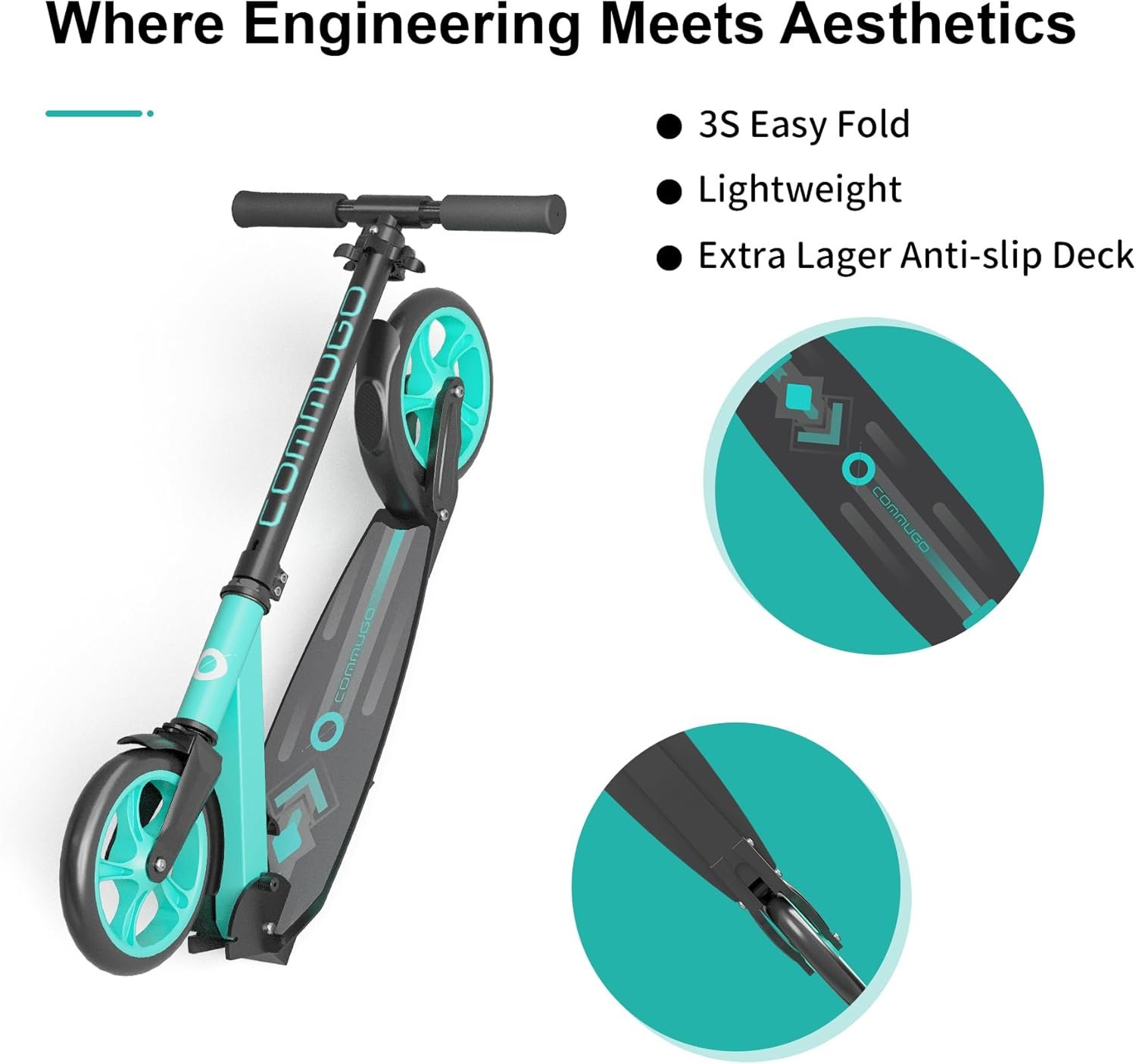 Kick Scooter for Kids 5-12, Teens, Foldable Lightweight Adult Scooter with 8 Inch Wheels, Max Load 240 LBS, Gift for Childs - Image 3