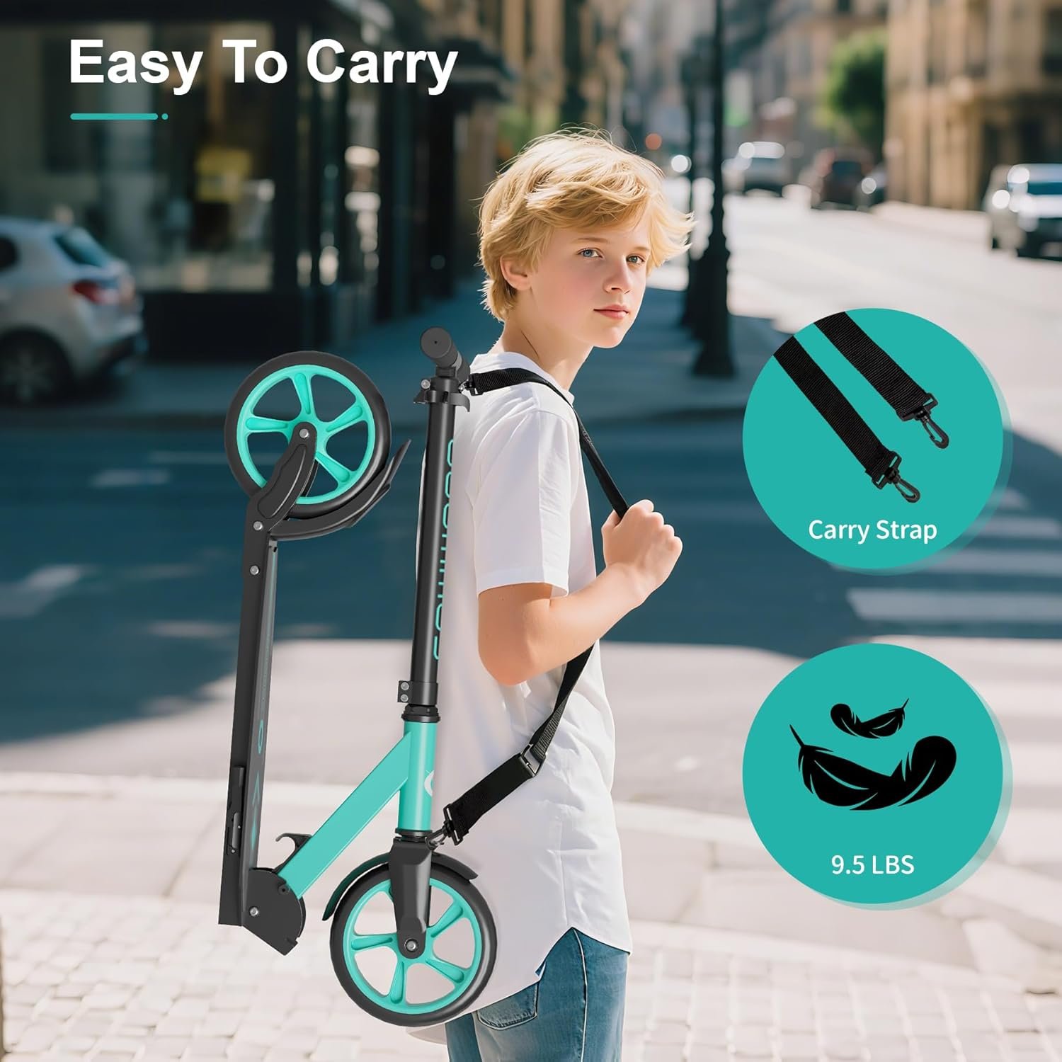 Kick Scooter for Kids 5-12, Teens, Foldable Lightweight Adult Scooter with 8 Inch Wheels, Max Load 240 LBS, Gift for Childs - Image 6