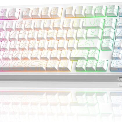 SOLAKAKA KI99 Pro 96% Wireless Mechanical Keyboard, RGB Gaming Keyboard, Hot-Swappable Pre-Lubed Switches, Gasket Structure Creamy Keyboards (Contour-Style White, Non-Silent Version)
