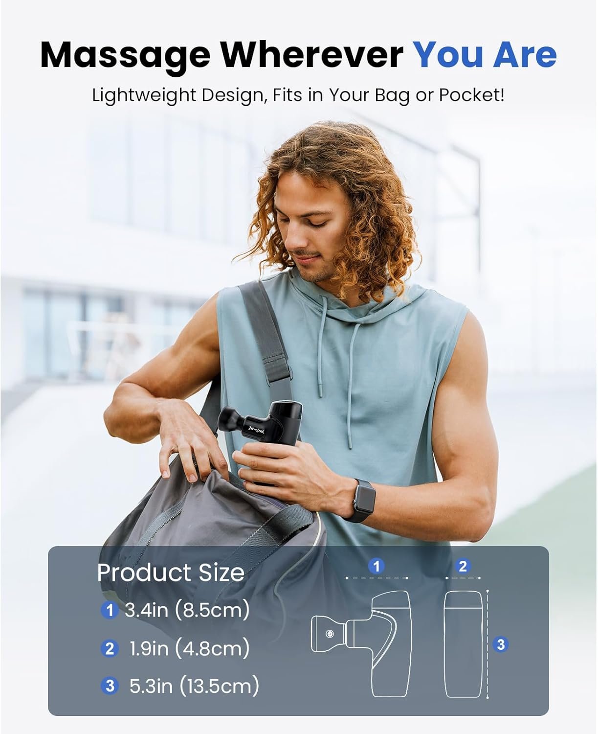 BOB AND BRAD M7 Plus Mini Massage Gun with Heat, Pocket-Sized Heated Deep Tissue Massager, Portable Percussion Muscle Travel Massager Gun, Ultra Light Small & Quiet Massage Gun - Image 9