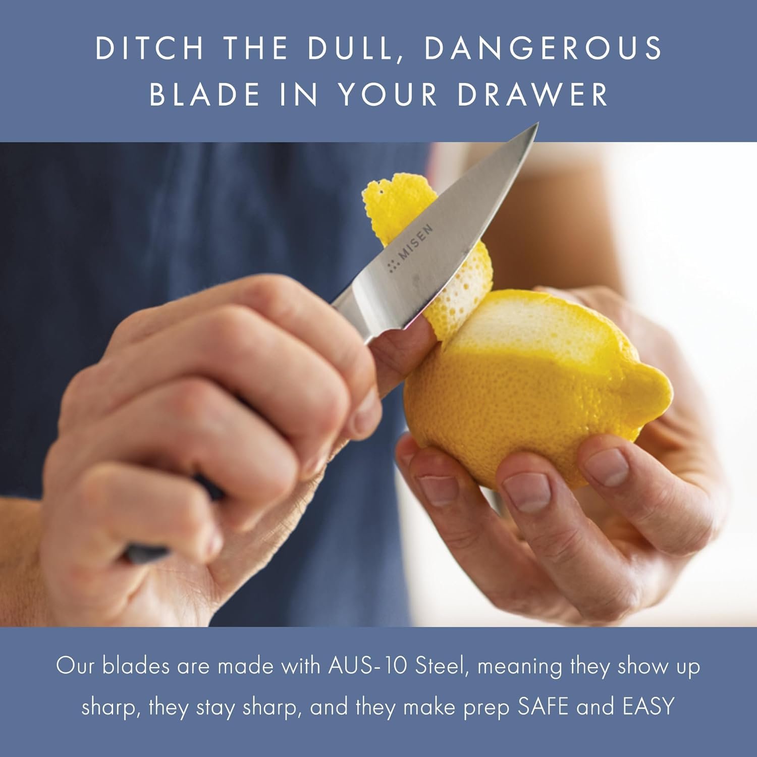 Misen Paring Knife – Precision Kitchen Knife with High-Carbon Stainless Steel Blade – Ergonomic Handle for Peeling, Trimming, and Slicing – Lightweight, Versatile Tool for All Culinary Tasks - Blue - Image 3