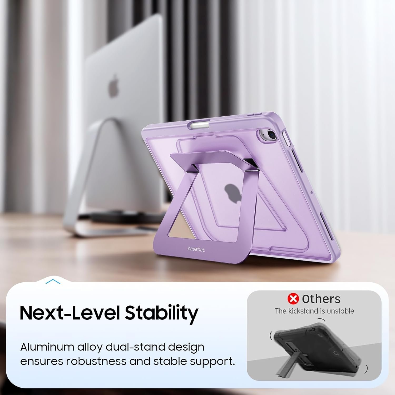 Fintie Shockproof Case for iPad Air 11-inch M3 (2025) / M2 (2024), iPad Air 5th (2022) / 4th Generation (2020) 10.9 Inch - Slim Frosted Hard Cover with Multi-Angle Kickstand & Pencil Holder, Purple - Image 6