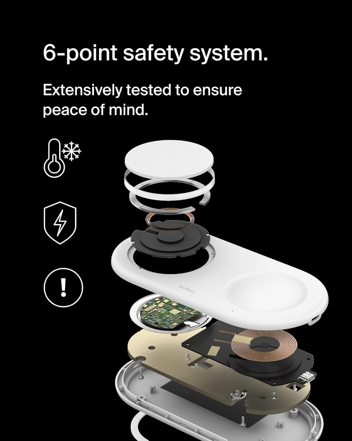 Belkin 3-in-1 MagSafe-Compatible Wireless Charging Pad with Qi2 15W - iPhone Charger - Fast Charging Wireless Charging Station for iPhone 17, 16, & 15 Series, AirPods, Apple Watch, & More - White - Image 7