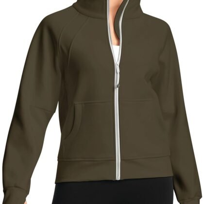 Womens Fleece Lined Half Zip Pullover Cotton Winter Warm Sweatshirt for Women with Thumbhole Pocket