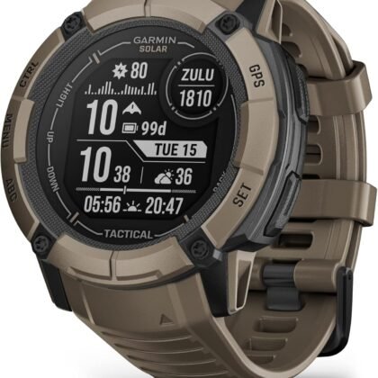 Garmin Instinct 2X Solar - Tactical Edition, Rugged GPS Smartwatch, Built-in Flashlight, Ballistics Calculator, Solar Charging Capability, Coyote Tan