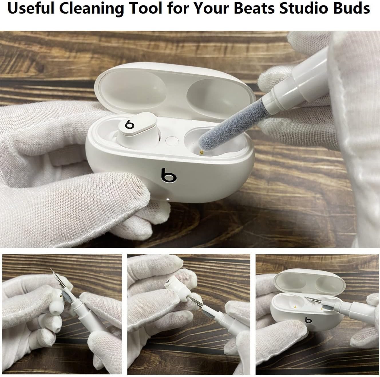 Olytop for Beats Studio Buds/Bud + Case with Cleaner kit 2021/2023, Soft Silicone Case for New Beat Studio Buds Plus Cover Protective Skin with Keychain, Cleaning Pen for Beat Studio Earbuds, Black - Image 6