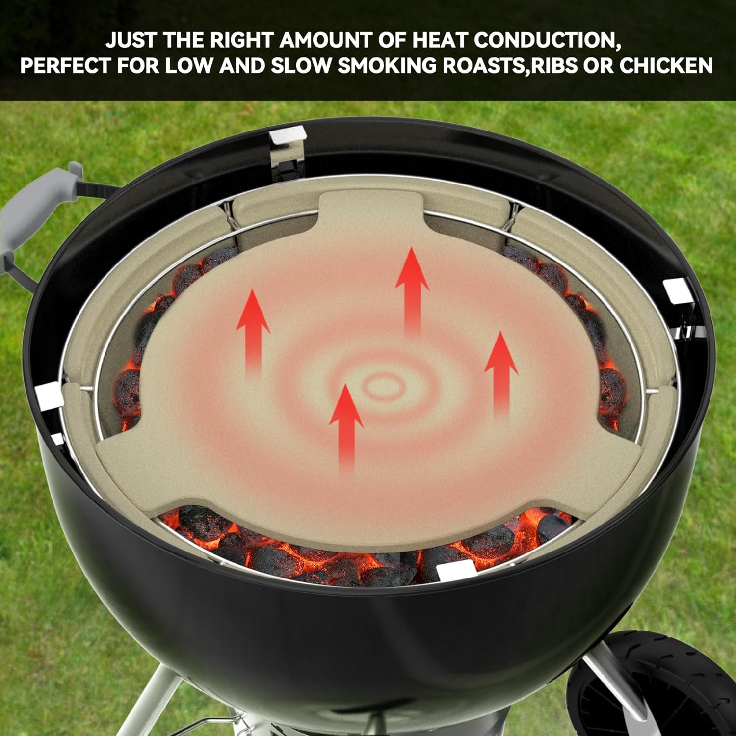 Charkettle Charcoal Firebox Kit, Ceramic Basket with Heat Deflector Compatible with Weber 22-inch Kettle Charcoal Grills - Image 4