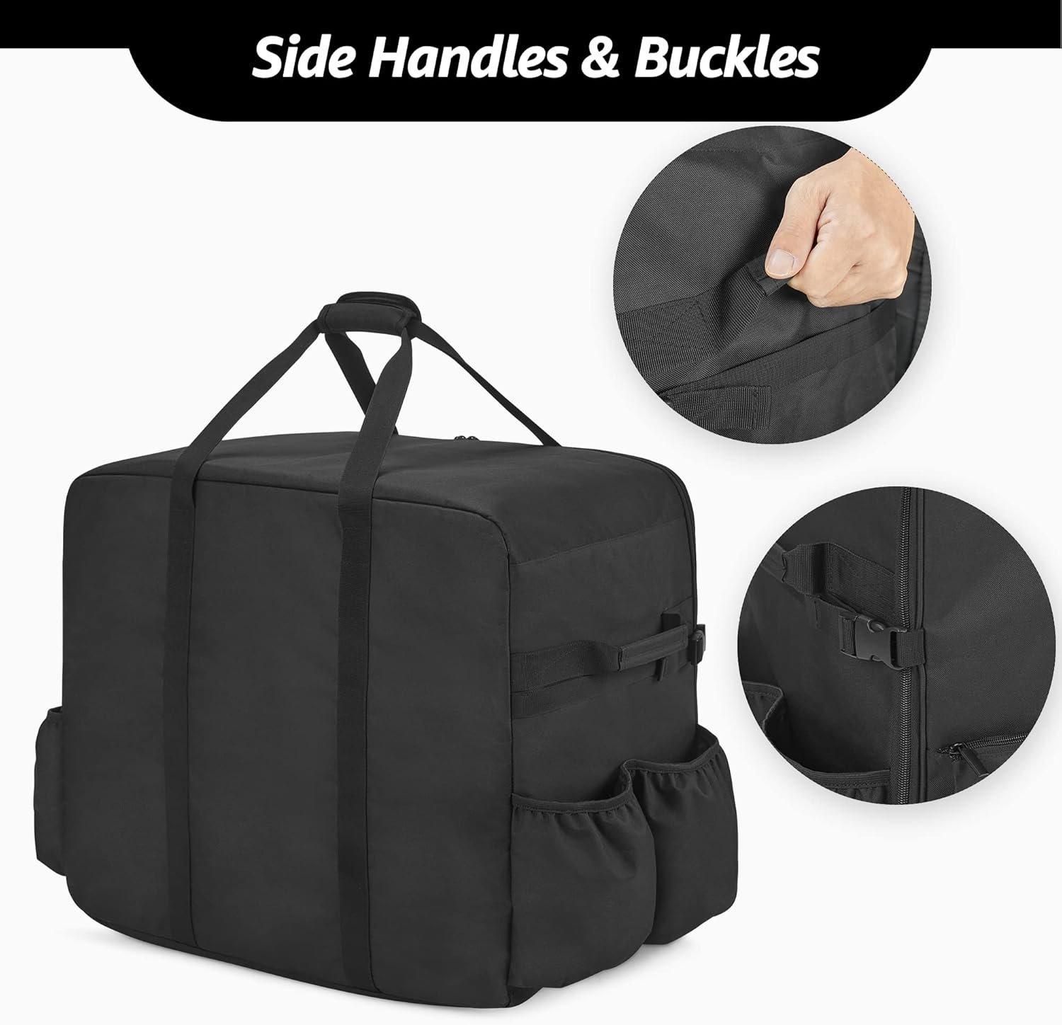 samdew Carry Bag for 22 Inch Tabletop Griddle with Hood, Outdoor Grill Cover Compatible with Blackstone 22 Inch Tabletop Griddle with Hood, Portable Camping Grill Storage Case with Pockets, Bag Only - Image 4