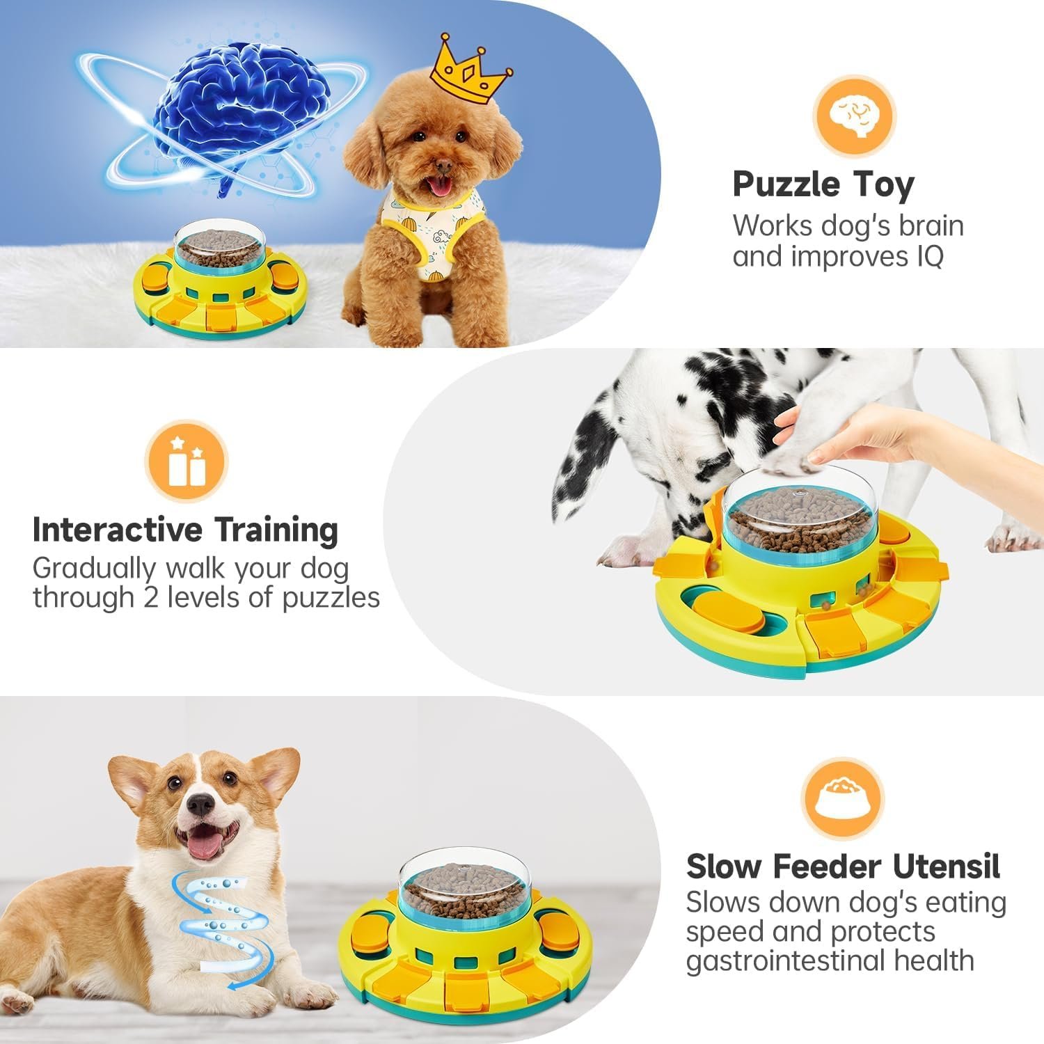 Potaroma Dog Puzzle Toy 2 Levels, Slow Feeder, Pup Food Treat Feeding Dispenser for IQ Training and Entertainment for All Breeds 4.2 Inch Height - Image 2