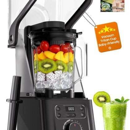 Vacuum Blender, 35000RPM Commercial & Household Professional Blender for Smoothies, 56oz Tritan Cup, Nut Milk, Fresh Juice, Baby Food, Protein Shakes, with Self Clean, Dishwasher Safe, Quiet Shield