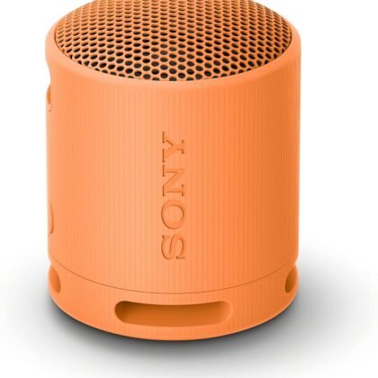 Sony SRS-XB100 Wireless Bluetooth Portable Lightweight Super-Compact Travel Speaker, Durable IP67 Waterproof & Dustproof Shower Speaker, 16 Hour Battery, Versatile Strap, & Hands-free Calling, Orange